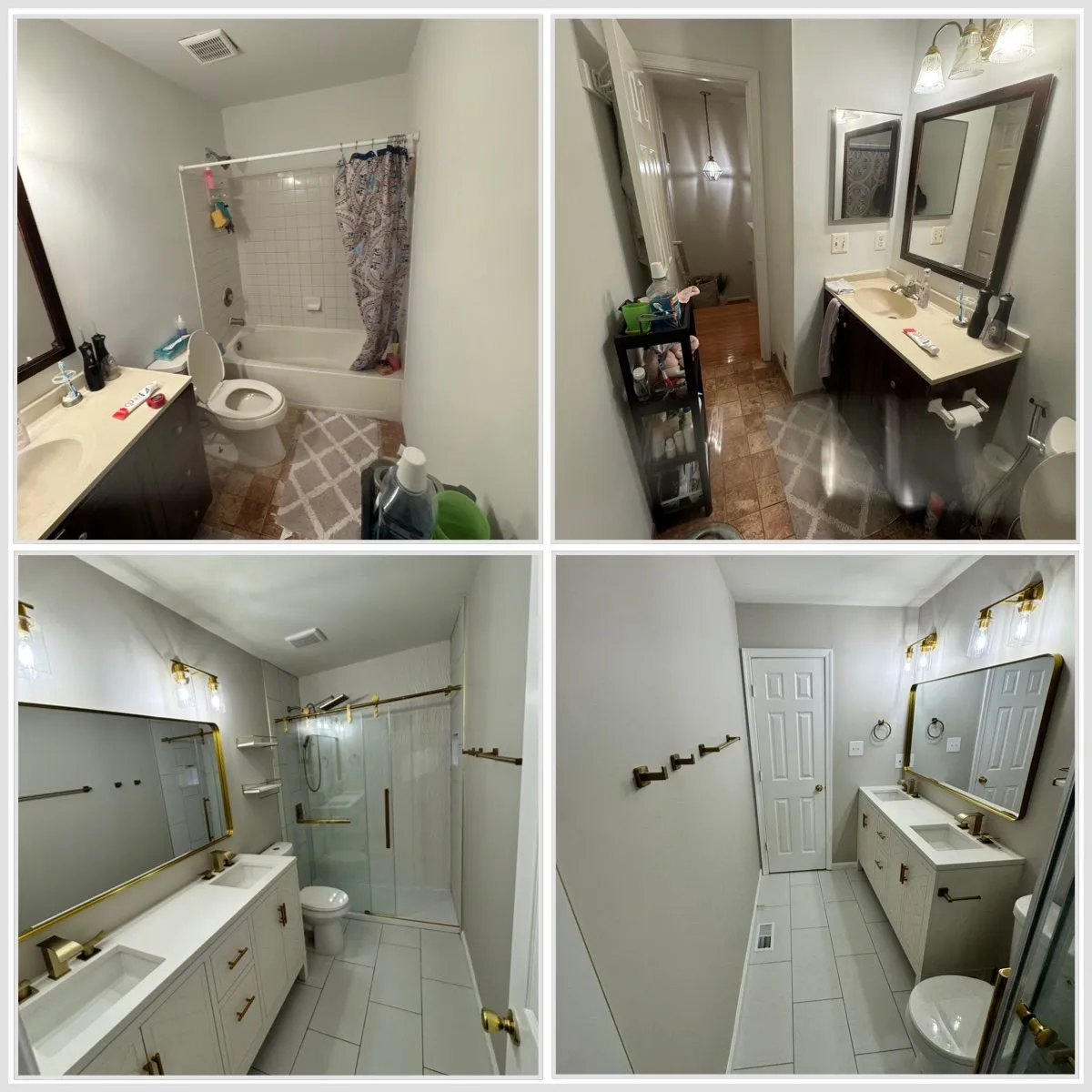 Bathroom remodel before and after by Building America Construction